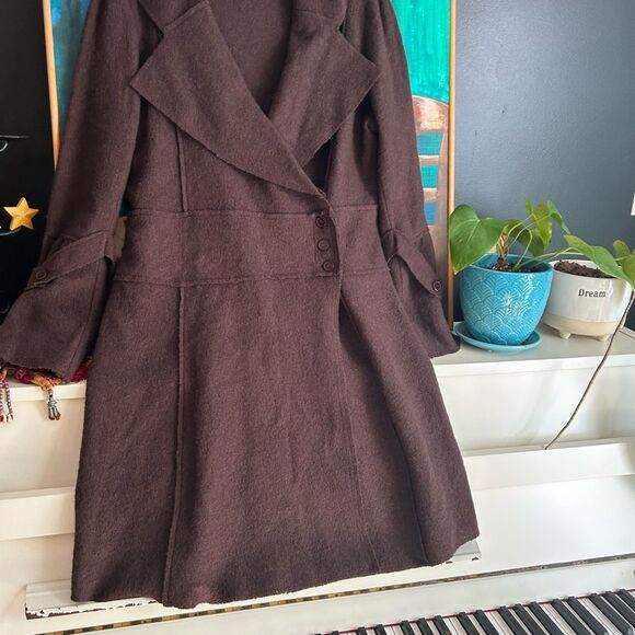 April Cornell 90s Chocolate Brown Long Sleeve Sweater Cardigan M Wool Vintage - Picture 4 of 16